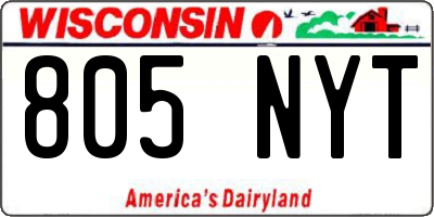 WI license plate 805NYT