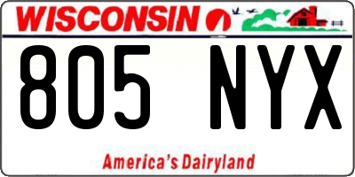 WI license plate 805NYX
