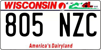 WI license plate 805NZC