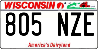 WI license plate 805NZE
