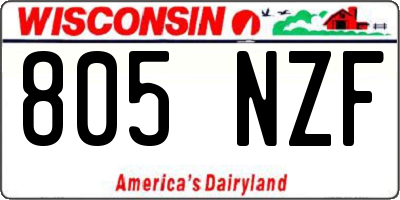 WI license plate 805NZF