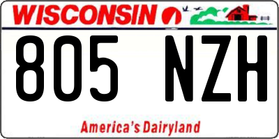 WI license plate 805NZH