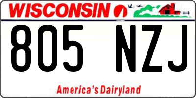 WI license plate 805NZJ