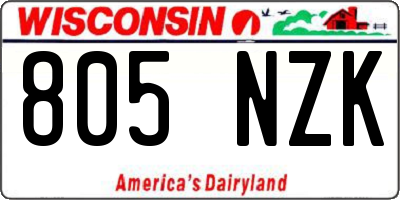 WI license plate 805NZK
