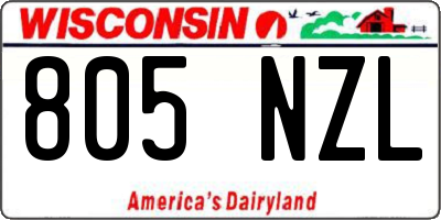 WI license plate 805NZL