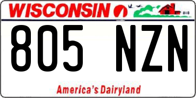WI license plate 805NZN