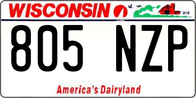 WI license plate 805NZP