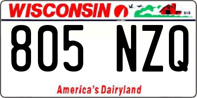 WI license plate 805NZQ