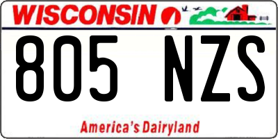 WI license plate 805NZS