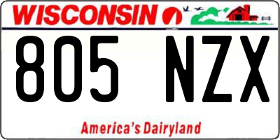 WI license plate 805NZX