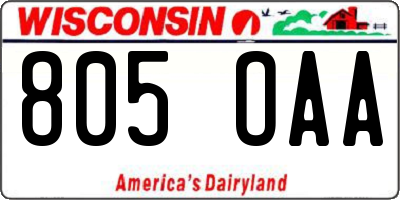 WI license plate 805OAA