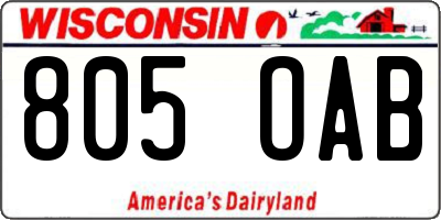 WI license plate 805OAB