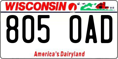 WI license plate 805OAD