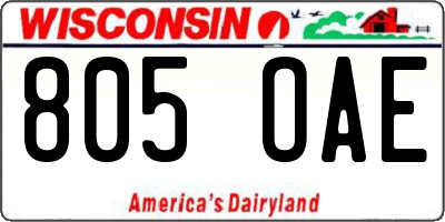 WI license plate 805OAE