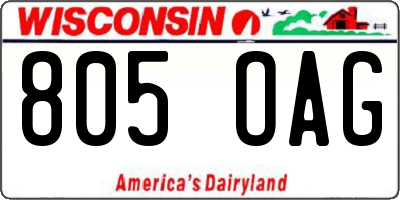 WI license plate 805OAG