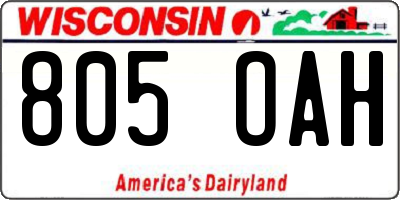 WI license plate 805OAH