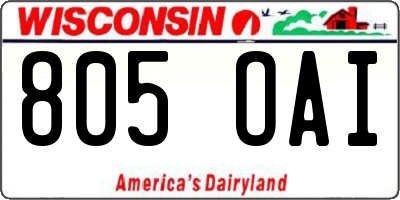 WI license plate 805OAI