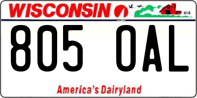 WI license plate 805OAL