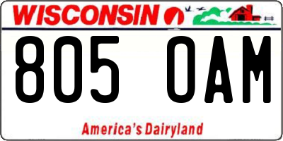 WI license plate 805OAM