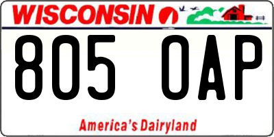 WI license plate 805OAP