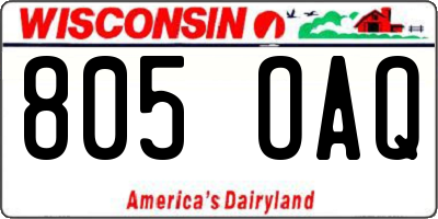 WI license plate 805OAQ
