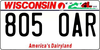 WI license plate 805OAR