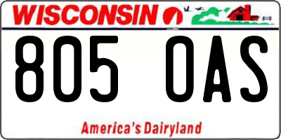 WI license plate 805OAS