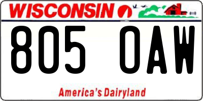 WI license plate 805OAW