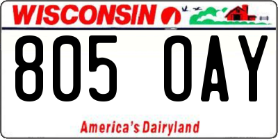 WI license plate 805OAY