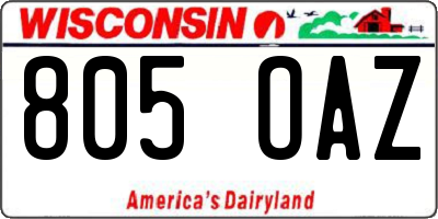 WI license plate 805OAZ