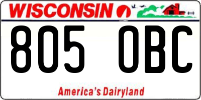WI license plate 805OBC