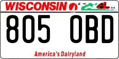 WI license plate 805OBD