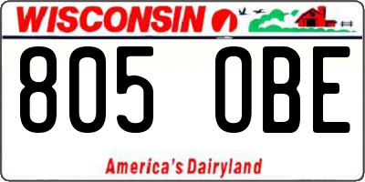 WI license plate 805OBE