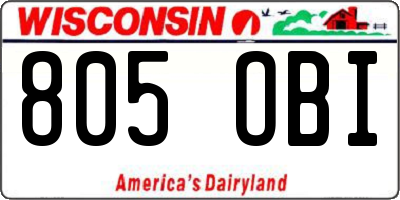WI license plate 805OBI