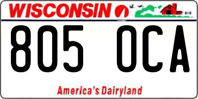 WI license plate 805OCA