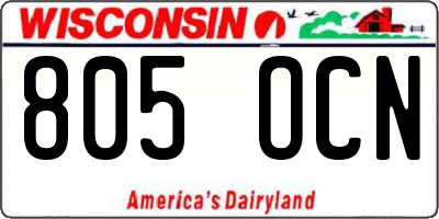WI license plate 805OCN