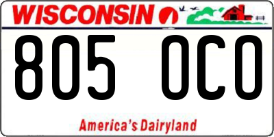 WI license plate 805OCO