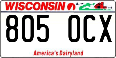WI license plate 805OCX