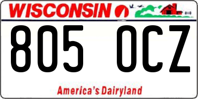 WI license plate 805OCZ
