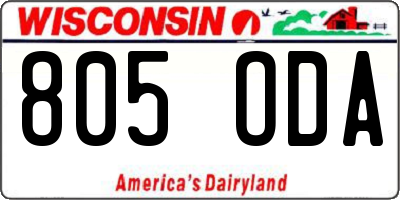 WI license plate 805ODA