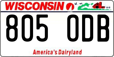 WI license plate 805ODB