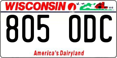 WI license plate 805ODC