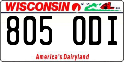 WI license plate 805ODI