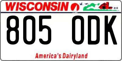 WI license plate 805ODK