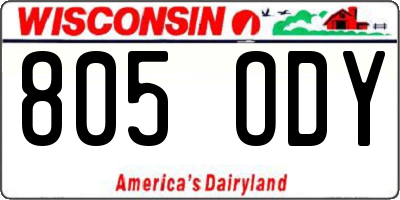 WI license plate 805ODY