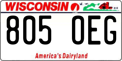 WI license plate 805OEG