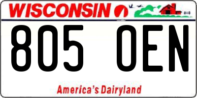 WI license plate 805OEN