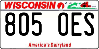 WI license plate 805OES