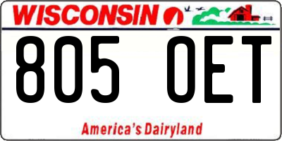 WI license plate 805OET