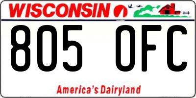WI license plate 805OFC